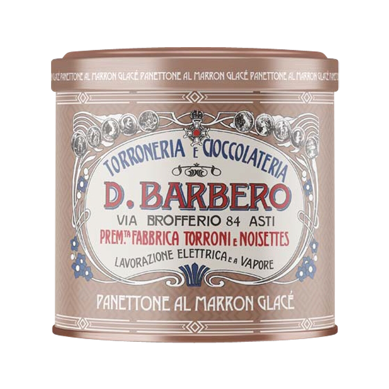 Panettone marrons glacés en boite métal collector 750g Barbero Piémont